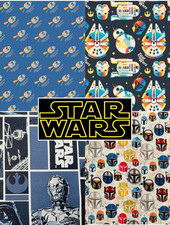 Star Wars Cotton Fabric Metallic Falcon Rebel Ship Darth Metre / Fat Quarters