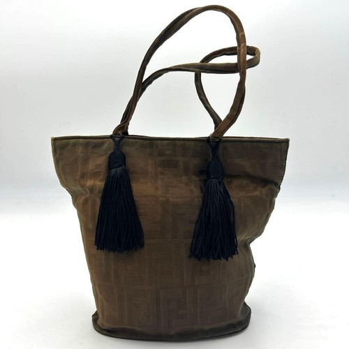 Borsa a mano FENDI Zucca nylon frange marrone autentica dal Giappone - Foto 21 di 24