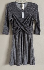 NWT Anthropologie Amadi Women's Midi Dress Heather Gray 3/4 Sleeve Petite Small