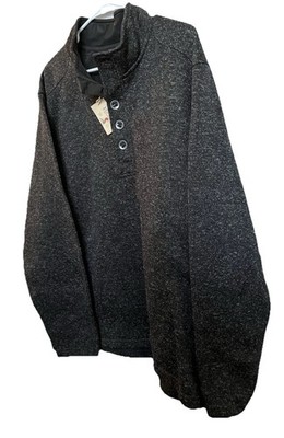 Men s Red Head Quarter Button Big Horn Black Heather Sweater NWT Size 2XL New