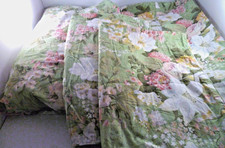 4 Pcs FADFAY KING Shabby Floral Sheets Set Flat Fitted 2 Pillow Case Mint Green