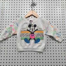 Vintage Disney Mickey Mouse Sweatshirt Kids Girls 3T White Made USA