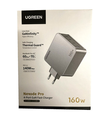 UGREEN Nexode Pro 160W 4-Port GaN Fast Charger Grau Schnellladegerät