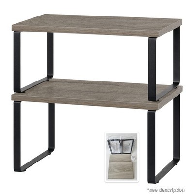 Caduke 2 Küchen Arbeitsplatte Regal Stapelbar Schrank Organizer Grau (Holz Metall)