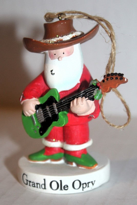 GRAND OLE OPRY Country Rock COWBOY SANTA playing Guitar 4" XMAS ORNAMENT
