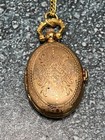 Vintage Gold Toned Watch Locket Necklace Rose Oval Chain Long (needs battery) — photo 2