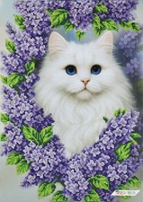 Cat in Violet Bead Embroidery Kit DIY Craft Kit Needlepoint Beadwork 556