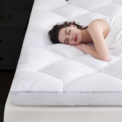 DOWNCOOL 3 Inch Queen Mattress Topper, Ultra Thick and Fluffy Supportive Memo...