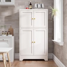 43" Metal Storage Cabinet With 4 Doors,2 Adjustable Shelves For Bathroom,Kitchen