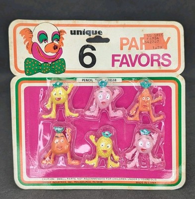 Pencil Tops Party Unique 6 Party Favors Fruit 8851B Toppers Pineapple Carrot Vtg