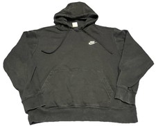 Vintage Y2k Nike Fleece Hoodie Pullover Sweatshirt Black Chest Swoosh Medium G1