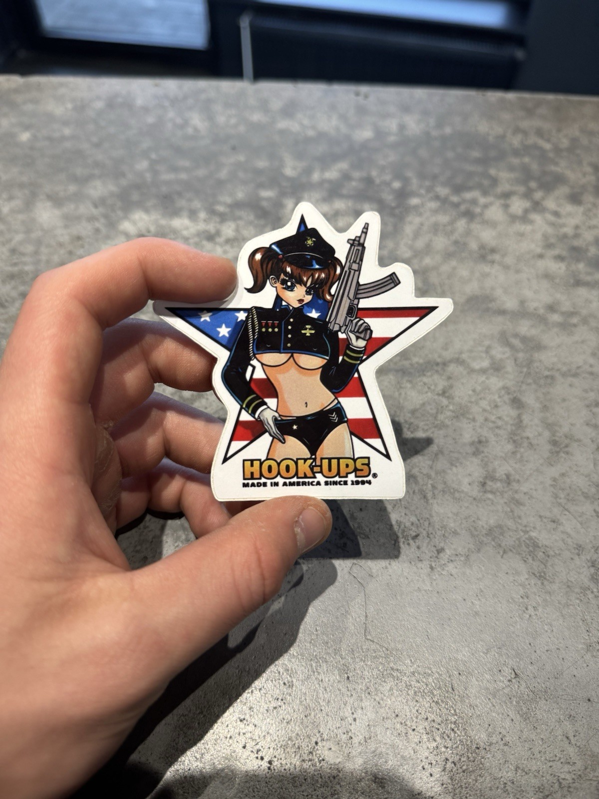 Hook Ups Made in America Skateboarding Sticker Vinyl Decal Naked Girl Y2K