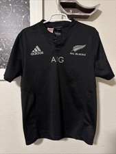 New Zealand All Blacks Jersey Youth 15-16 Black Rugby AIG adidas Climalite
