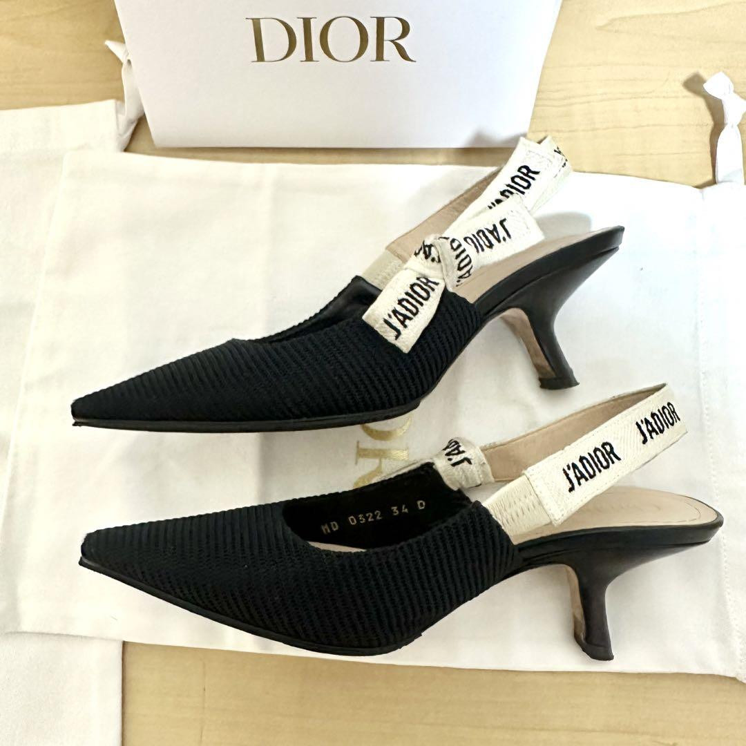 Dior J'Adior Slingback Pumps Noir 34D 6.5cm Heels w/ Box