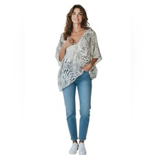 ASTR The Label Monochrome Abstract Sheer Tunic Blouse