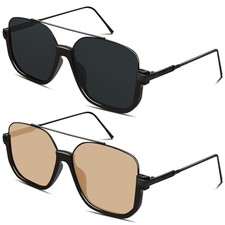 Retro Oversized Aviator Sunglasses for Black/Gray black/Champagne multicolour