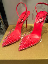 Christian Louboutin Pink/Clear PVC Slingback ...