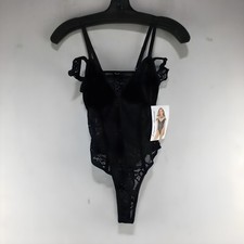 Elegant Moments 77062 Floral Lace Bodysuit Black L