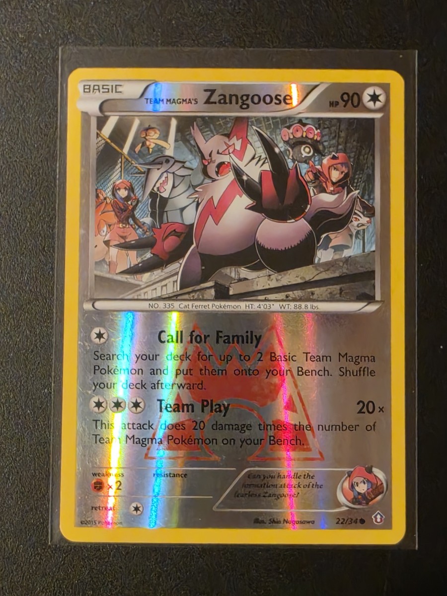 Team Magma's Zangoose 22/34 Double Crisis Reverse Holo LP Pokemon