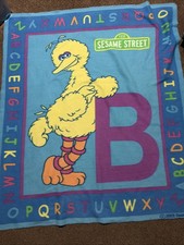 Vintage 2003 Sesame Street Big Bird Alphabet Fleece Blanket 50x59