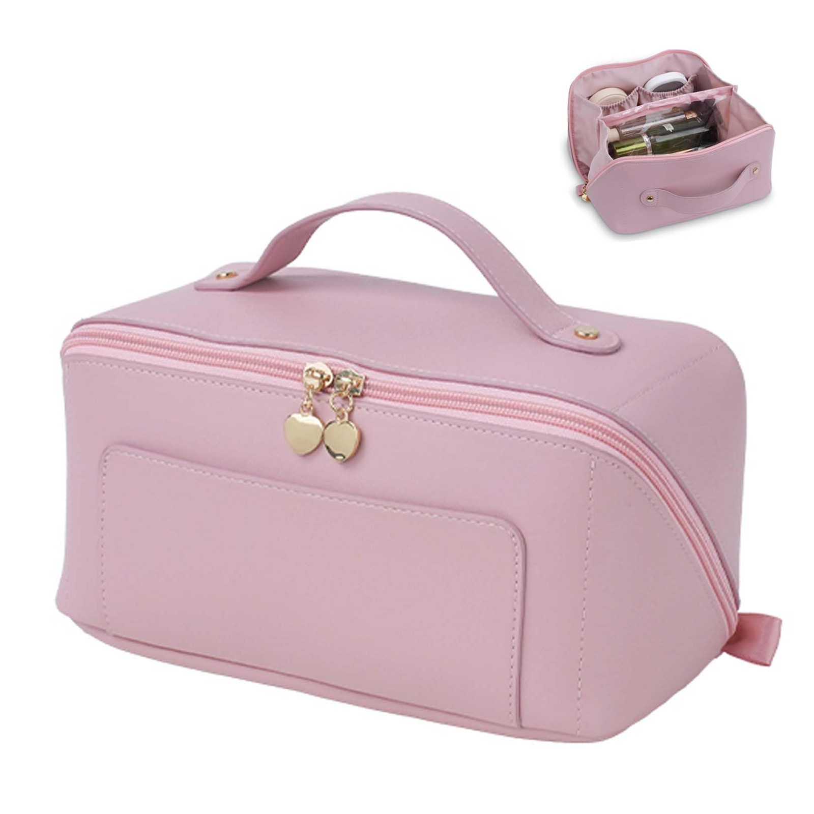 Large Capacity Travel Makeup Bag - Portable Toiletry Organizer for Cosmetics
