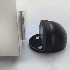 Door Stops 2 Pack, Magnetic Door Stopper, Self Adhesive, Black Floor Mount