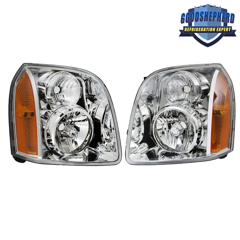 Halogen Chrome Headlights Left&Right For 2007-2014 GMC Yukon XL 1500 2500 Denali - Image 2 of 4