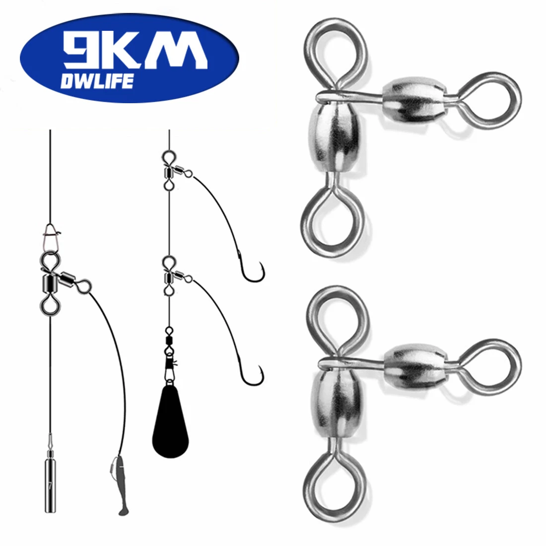 Dr.Fish 50 Girelle Da Pesca Con Cuscinetti A Sfera #8 | Robusti Connettori In Acciaio Inox Per Acqua Salata E Dolce | Alta Resistenza Alla Corrosione
