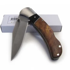 Classic Hunter Lockback Folding Pocket KNIFE Brown Black Pakkawood Wood Handle