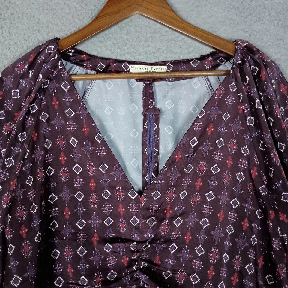 Blusa Wayward Fancies Eshakti Top Mujer 2X-20W Marrón Estampado Floral Cuello en V Acanalada Foto 3 de 4