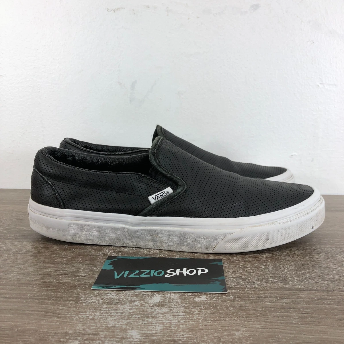 Vans leather platform slip ons discount