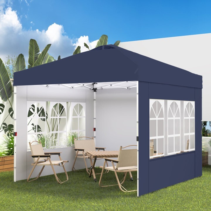 10'x10' 1-Person Setup Pop Up Canopy w/3 SideWalls, Instant Outdoor Canopy Tent