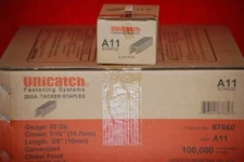 A11 3/8" (T50) Galvanized Staples 20 Boxes 5,000 Box 100,000 Cs. Unicatch, Arrow
