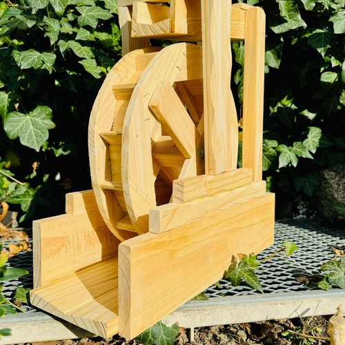 DARLUX Garten-Deko Holz Wasserrad L,Wasserspiel, Wassermühle, Kaskade, H 42 cm - Bild 4 von 7