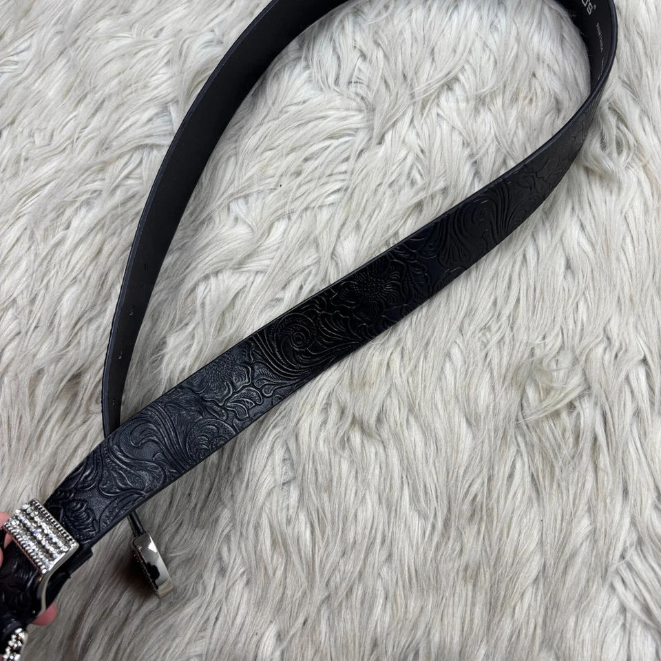 Cinturón de mujer Chico M negro floral en relieve imitación cuero hebilla estrás Foto 3 de 4