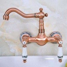 Antique Red Copper Kitchen Faucet Bathroom Sink Mixer Tap Wall Mount snf955