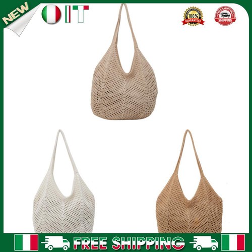 A Women Knitting Shoulder Bag Hollow Out Large Capacity Crochet Tote