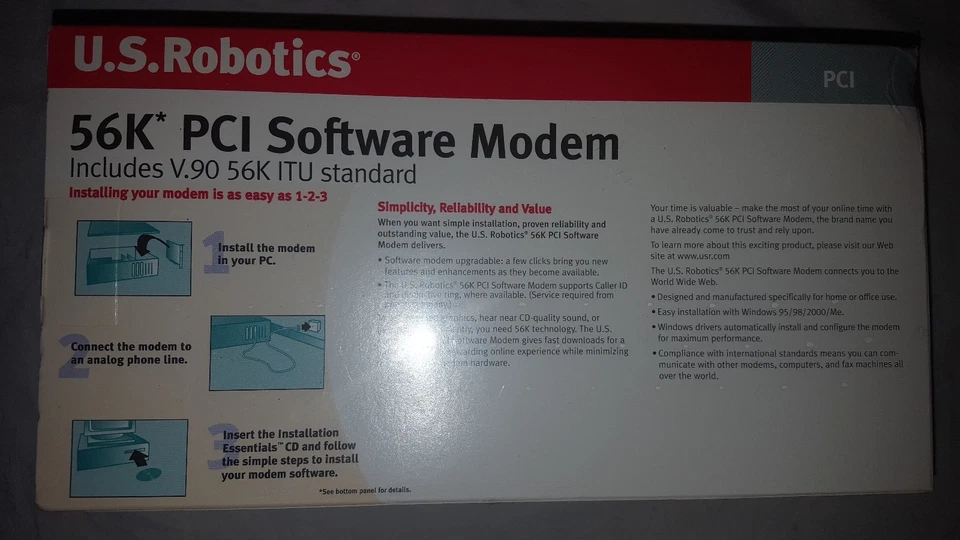**New** U.S. Robotics USR5600 56K* PCI Software Modem **EL** - Image 3 of 4