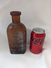 Reed And Carnrick Pharmacists Front Embossed New York Antique Rare Bottle Brown