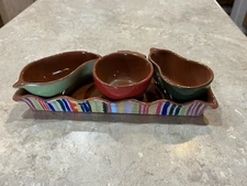 Boston Warehouse Condiment/Salsa Tray And Bowls