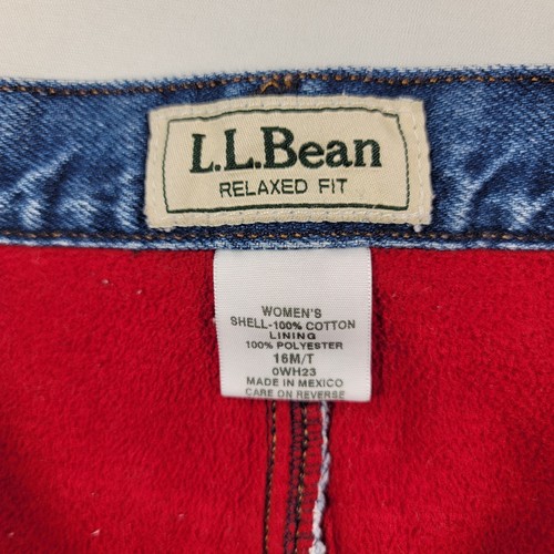 LL Bean Flannel Lined Jeans Womens 16 / 34 x 32 Blue Denim Relaxed Fit American - Picture 8 of 11