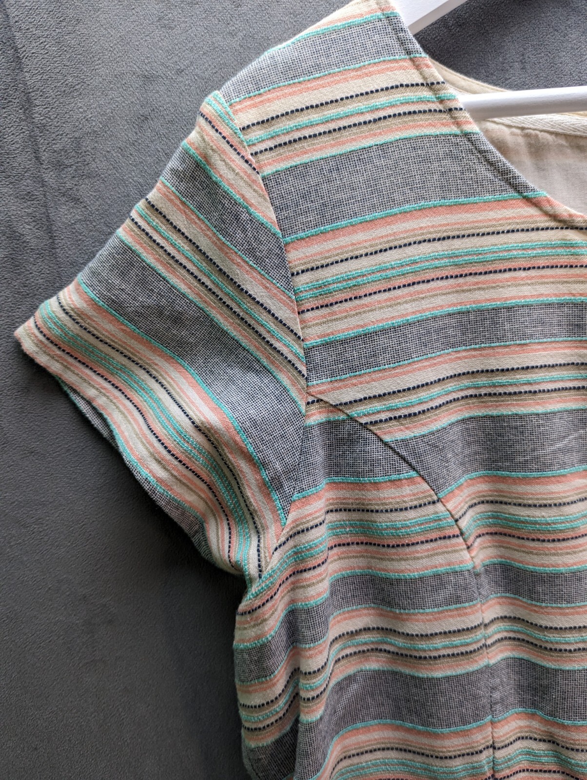 Fat face Smock Dress Size 18 100% Cotton Woven Multicolour Stripe With Pockets image 3