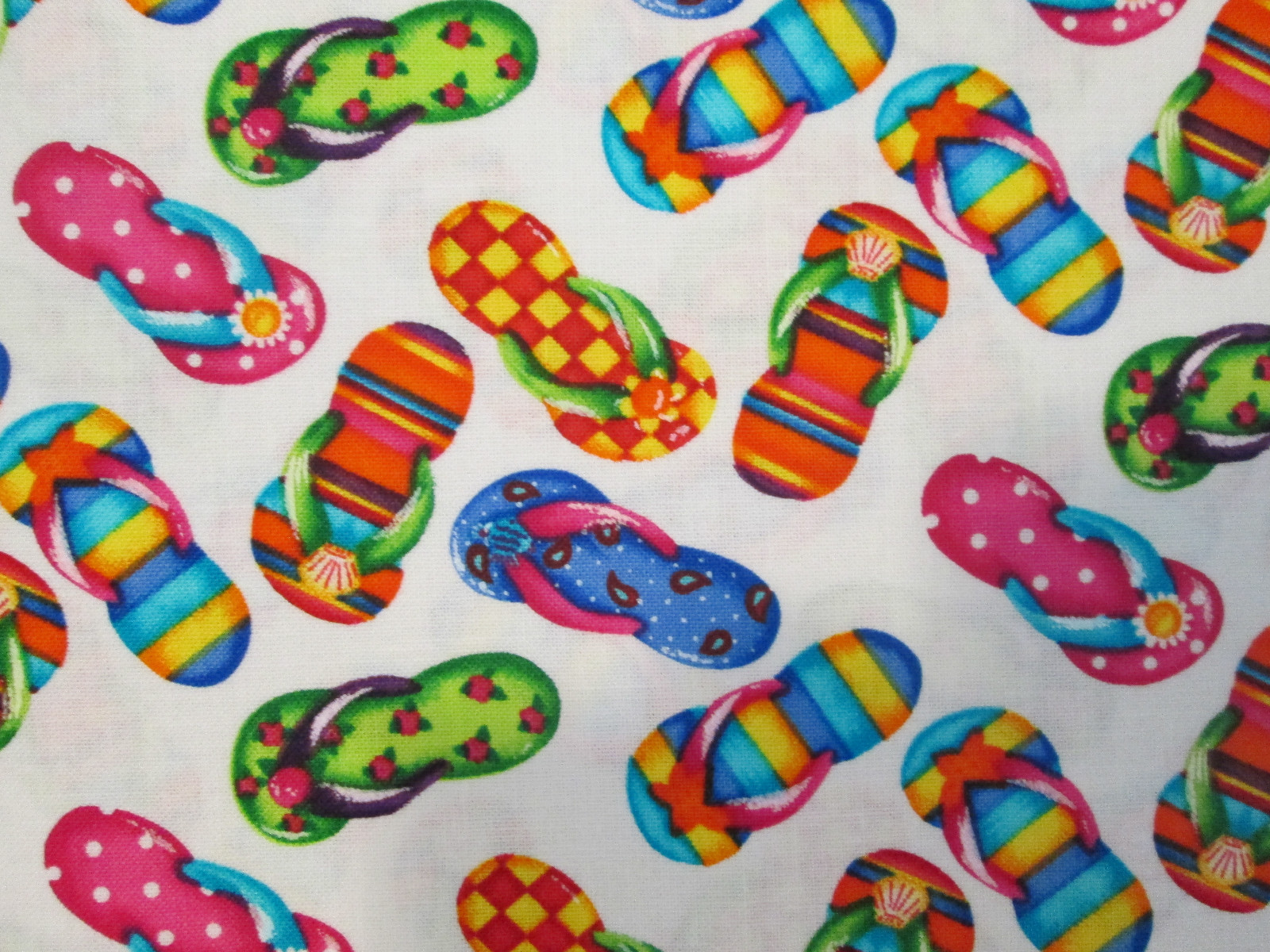 FLIP FLOPS SANDALS FANCY FLIP FLOP WHITE SMALL COTTON FABRIC FQ-image