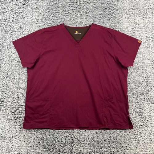 Carhartt Scrub Top Womens 5XL Wine V-Neck Two Pocket Utility Nurse Medical