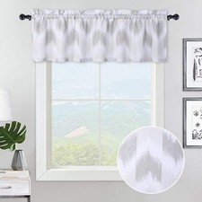 Khaki Cafe Geometric Rod Pocket Window Curtain Valance, Modern 52" x 15"in - NEW