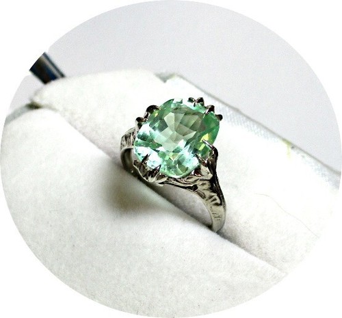 Montana SAPPHIRE Ring - Natural - Sea Green Color - 14k Solid Yellow ...