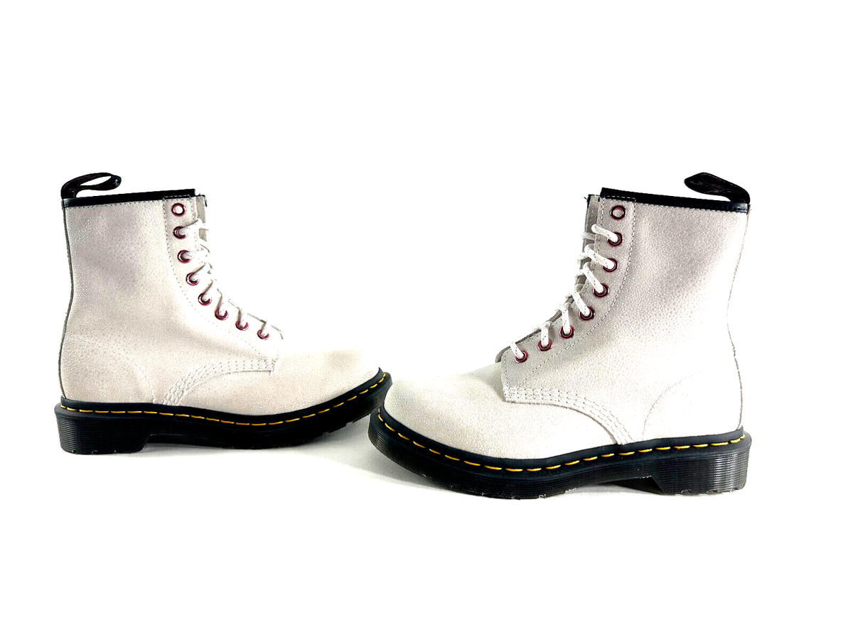 Martens 1460 Bejeweled Lace Up Boots White Pink Leather Women