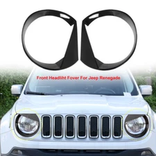 Accessories Headlight Front Bezels Lamp Cover Trim For Jeep Renegade 16-17 Black
