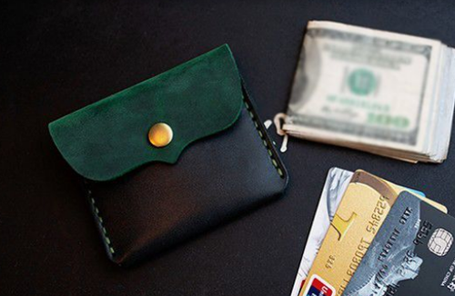 men women wallet purse cow Leather ID card Case pocket bag black green H776 - Picture 2 of 6