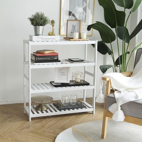 4 TIER BAMBOO SHOE RACK ORGANISER STAND STORAGE SHELF UNIT natural grey white - Picture 7 of 45